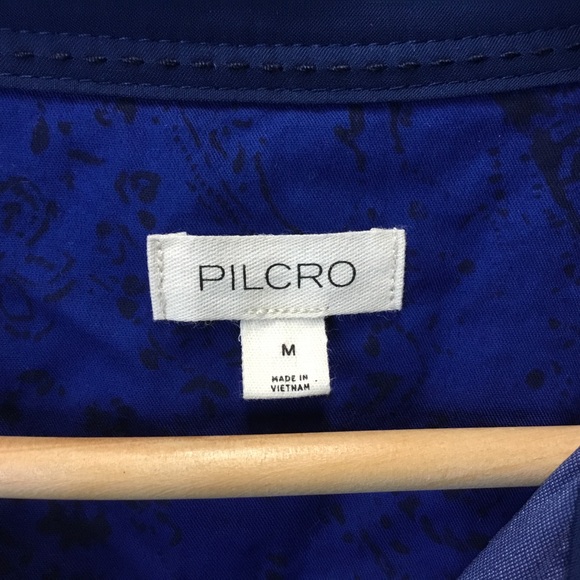 Anthropologie Pilcro The Hadley Crushed Velvet Button Up Shirt Blue Relaxed Sz M - Picture 8 of 10